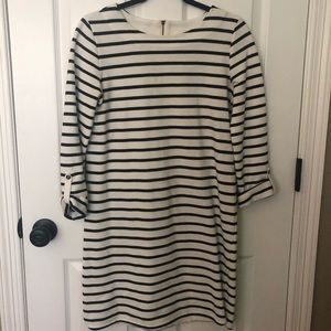 Cream and Black Striped Cotton Dress